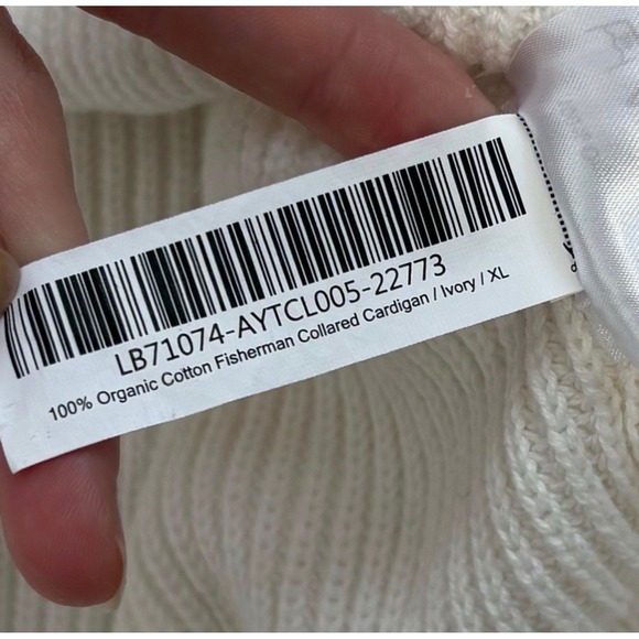 Quince Sz Large White Organic Cotton Fisherman Collared Cardigan - Picture 13 of 13